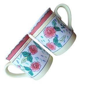 *Set of Two Certified International Corporation Floral Mugs Hand-painted …